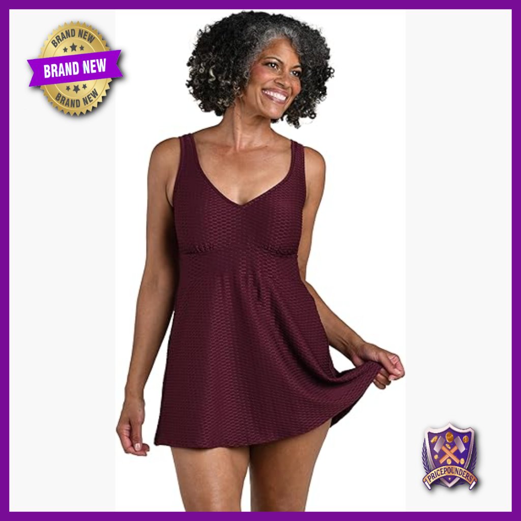 Plus Size One Piece Swim Dress With Molded Cups And Skirt
